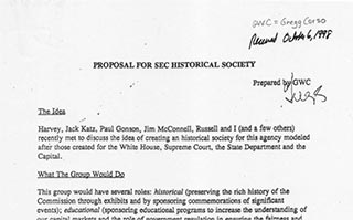 Proposal for establishing SEC Historical Society prepared by Gregg W. Corso